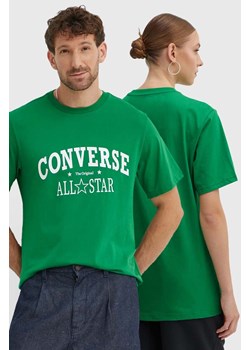 Converse t-shirt bawełniany kolor zielony z nadrukiem 10026458-A01 ze sklepu ANSWEAR.com w kategorii T-shirty męskie - zdjęcie 173531375