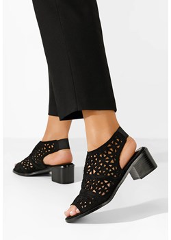 Czarne sandały na słupku Elisele ze sklepu Zapatos w kategorii Sandały damskie - zdjęcie 173531869