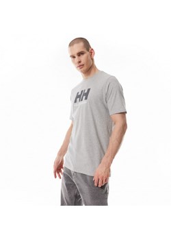 Męski t-shirt z nadrukiem Helly Hansen HH Logo T-Shirt - szary ze sklepu Sportstylestory.com w kategorii T-shirty męskie - zdjęcie 173532208