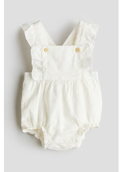 H & M - Bawełniane szorty ogrodniczki - Biały ze sklepu H&M w kategorii Odzież dla niemowląt - zdjęcie 173532745
