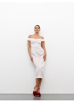 Mohito - Sukienka midi z wiskozy - biały ze sklepu Mohito w kategorii Sukienki - zdjęcie 173535758