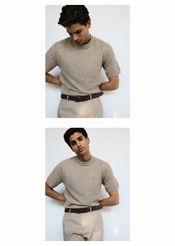 Reserved - Strukturalny sweter z bawełną - beżowy ze sklepu Reserved w kategorii Swetry męskie - zdjęcie 173536259