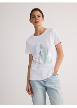 Reserved - T-shirt z nadrukiem - biały ze sklepu Reserved w kategorii Bluzki damskie - zdjęcie 173536438