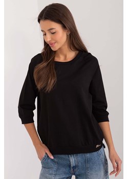 Bawełniana bluzka damska z rękawem 3/4- czarna ze sklepu 5.10.15 w kategorii Bluzki damskie - zdjęcie 173537049
