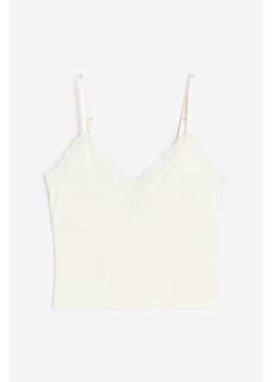 H & M - Top na ramiączkach zdobiony koronką - Biały ze sklepu H&M w kategorii Bluzki damskie - zdjęcie 173540148