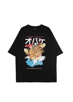 Cropp - Czarna koszulka z food printem - czarny ze sklepu Cropp w kategorii T-shirty męskie - zdjęcie 173541269