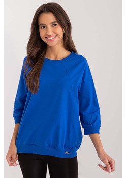 Bawełniana bluzka damska z rękawem 3/4- niebieska ze sklepu 5.10.15 w kategorii Bluzki damskie - zdjęcie 173541726