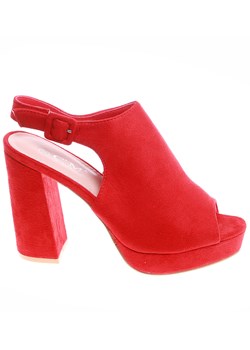 Czerwone damskie sandały na obcasie i platformie /H2-B1-2 6001 S197/ ze sklepu Pantofelek24.pl w kategorii Sandały damskie - zdjęcie 173542727
