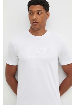EA7 Emporio Armani t-shirt męski kolor biały z aplikacją PJUJZ.6DPT71 ze sklepu ANSWEAR.com w kategorii T-shirty męskie - zdjęcie 173543108
