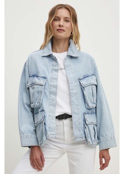 Answear Lab kurtka jeansowa damska kolor niebieski przejściowa oversize ze sklepu ANSWEAR.com w kategorii Kurtki damskie - zdjęcie 173543208