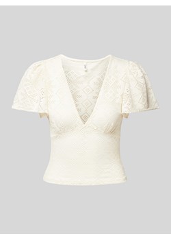 T-shirt z ażurowym wzorem model ‘TILDA’ ze sklepu Peek&Cloppenburg  w kategorii Bluzki damskie - zdjęcie 173543415