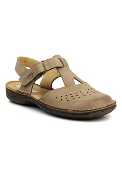 Skórzane sandały damskie na platformie - HELIOS Komfort 128, beżowe ze sklepu ulubioneobuwie w kategorii Sandały damskie - zdjęcie 173543749