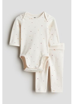 H & M - Komplet z bawełnianego dżerseju 2-częściowy - Biały ze sklepu H&M w kategorii Odzież dla niemowląt - zdjęcie 173545898