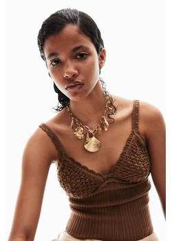 H & M - Dzianinowy top na ramiączkach - Beżowy ze sklepu H&M w kategorii Bluzki damskie - zdjęcie 173550379