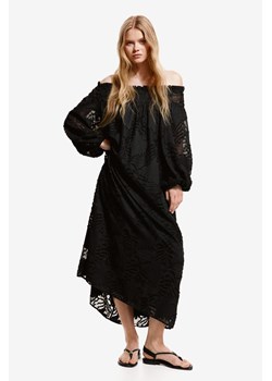 H & M - Żakardowa sukienka z odkrytymi ramionami - Czarny ze sklepu H&M w kategorii Sukienki - zdjęcie 173550485