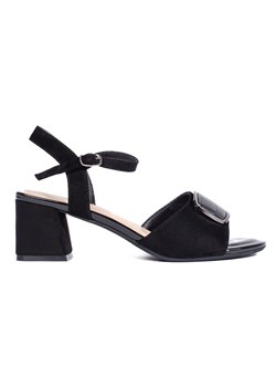 Czarne eleganckie sandały na słupku Sergio Leone ze sklepu ButyModne.pl w kategorii Sandały damskie - zdjęcie 173550537