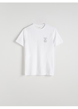 Reserved - T-shirt regular z nadrukiem na plecach - biały ze sklepu Reserved w kategorii T-shirty męskie - zdjęcie 173552256