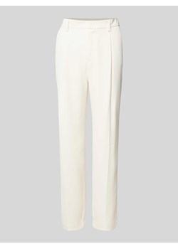 Spodnie o kroju regular fit z zakładkami w pasie i szlufkami na pasek model ‘Calla’ ze sklepu Peek&Cloppenburg  w kategorii Spodnie damskie - zdjęcie 173554328