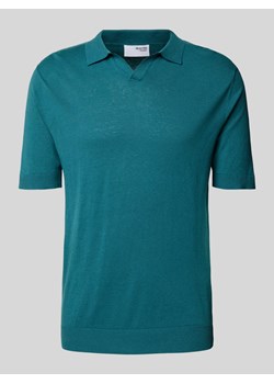 Koszulka polo lniana o kroju slim fit z wykładanym kołnierzem model ‘LAKE’ ze sklepu Peek&Cloppenburg  w kategorii T-shirty męskie - zdjęcie 173554619