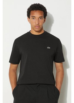 Lacoste t-shirt bawełniany męski kolor czarny gładki ze sklepu PRM w kategorii T-shirty męskie - zdjęcie 173558215