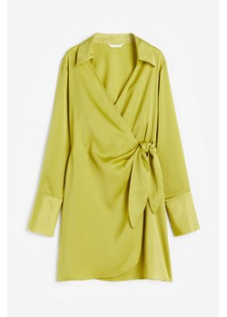 H & M - Satynowa sukienka kopertowa - Żółty ze sklepu H&M w kategorii Sukienki - zdjęcie 173559208