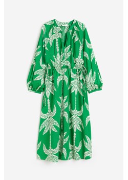 H & M - Bawełniana sukienka z wiązanym detalem - Zielony ze sklepu H&M w kategorii Sukienki - zdjęcie 173559215