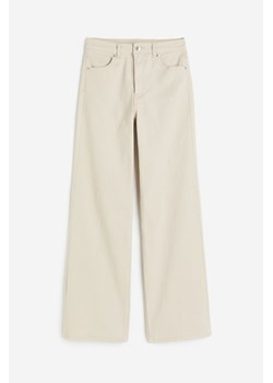 H & M - Szerokie spodnie z diagonalu - Beżowy ze sklepu H&M w kategorii Spodnie damskie - zdjęcie 173559267