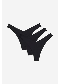 H & M - Niewidoczne figi thong 3-pak - Czarny ze sklepu H&M w kategorii Majtki damskie - zdjęcie 173559329