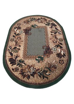 Zielono-brązowy owalny dywan w kwiaty - Malkon ze sklepu Edinos.pl w kategorii Dywany - zdjęcie 173559555