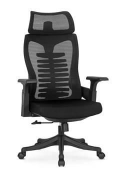 Czarny fotel do biura z regulacją zagłówka - Zexi ze sklepu Edinos.pl w kategorii Krzesła biurowe - zdjęcie 173559829