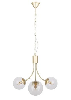 Elegancka lampa wisząca w kolorze mosiądzu z trzema szklanymi kloszami - V120-Beluso ze sklepu Edinos.pl w kategorii Lampy wiszące - zdjęcie 173560026