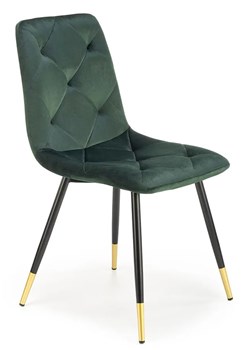 Zielone pikowane krzesło welurowe - Vimo ze sklepu Edinos.pl w kategorii Krzesła - zdjęcie 173560058