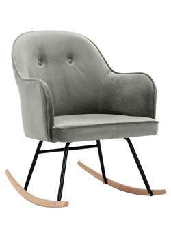 Szary aksamitny fotel bujany – Revers ze sklepu Edinos.pl w kategorii Fotele - zdjęcie 173560535