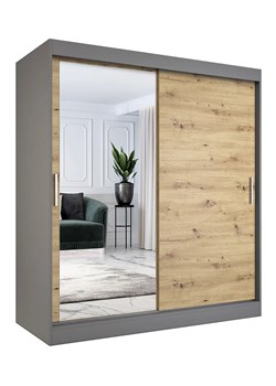 Szafa przesuwna antracyt + dąb artisan 180 cm - Seko 5X ze sklepu Edinos.pl w kategorii Szafy - zdjęcie 173560847