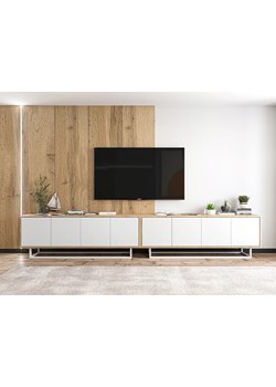 Zestaw zamykanych szafek rtv dąb wotan + biały E3-G43 ze sklepu Edinos.pl w kategorii Szafki RTV - zdjęcie 173561909