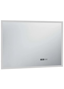 Nowoczesne srebrne lustro z zegarem LED 100x60 cm E3-A14 ze sklepu Edinos.pl w kategorii Lustra - zdjęcie 173562378