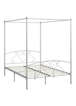 Białe metalowe łóżko w stylu rustykalnym 140x200 cm - Nila ze sklepu Edinos.pl w kategorii Łóżka i materace - zdjęcie 173562657