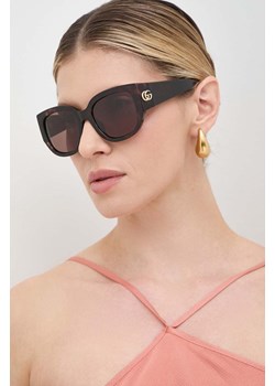 Gucci okulary przeciwsłoneczne damskie kolor brązowy ze sklepu ANSWEAR.com w kategorii Okulary przeciwsłoneczne damskie - zdjęcie 173563407