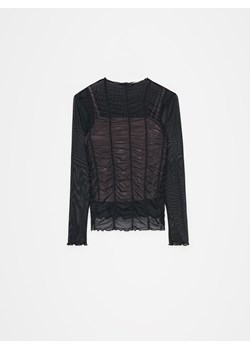 Mohito - Czarna bluzka z dzianiny mesh - czarny ze sklepu Mohito w kategorii Bluzki damskie - zdjęcie 173563687