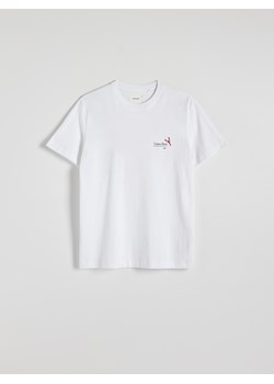 Reserved - T-shirt regular z nadrukiem na plecach - biały ze sklepu Reserved w kategorii T-shirty męskie - zdjęcie 173563995