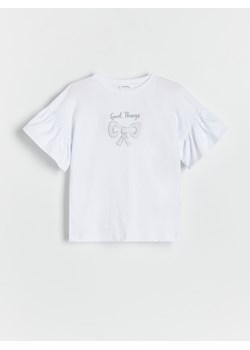 Reserved - T-shirt z aplikacją - biały ze sklepu Reserved w kategorii Bluzki dziewczęce - zdjęcie 173564037