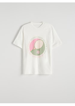 Reserved - T-shirt z nadrukiem - biały ze sklepu Reserved w kategorii Bluzki damskie - zdjęcie 173564189