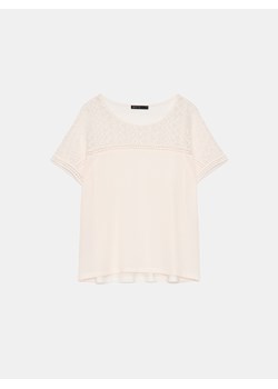 Mohito - T-shirt z wiskozy - kremowy ze sklepu Mohito w kategorii Bluzki damskie - zdjęcie 173564946