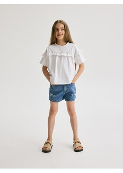 Reserved - T-shirt z falbaną - złamana biel ze sklepu Reserved w kategorii Bluzki dziewczęce - zdjęcie 173565416