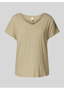T-shirt lniany z dekoltem w serek ze sklepu Peek&Cloppenburg  w kategorii Bluzki damskie - zdjęcie 173565927