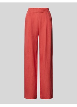 Spodnie lniane o kroju regular fit z obszyciem koronką ze sklepu Peek&Cloppenburg  w kategorii Spodnie damskie - zdjęcie 173565989