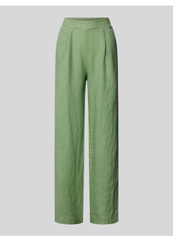 Spodnie lniane o kroju regular fit z obszyciem koronką ze sklepu Peek&Cloppenburg  w kategorii Spodnie damskie - zdjęcie 173566007