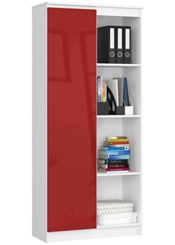 Regał biurowy z drzwiczkami biały + czerwony połysk - Tirego 4X ze sklepu Edinos.pl w kategorii Meble biurowe - zdjęcie 173567309