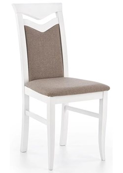Białe krzesło drewniane tapicerowane - Eric ze sklepu Edinos.pl w kategorii Krzesła - zdjęcie 173567397