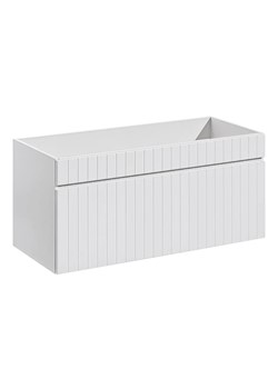 Biała lamelowa szafka na umywalkę z szufladą 100 cm - Dione 5X ze sklepu Edinos.pl w kategorii Szafki i regały łazienkowe - zdjęcie 173567957